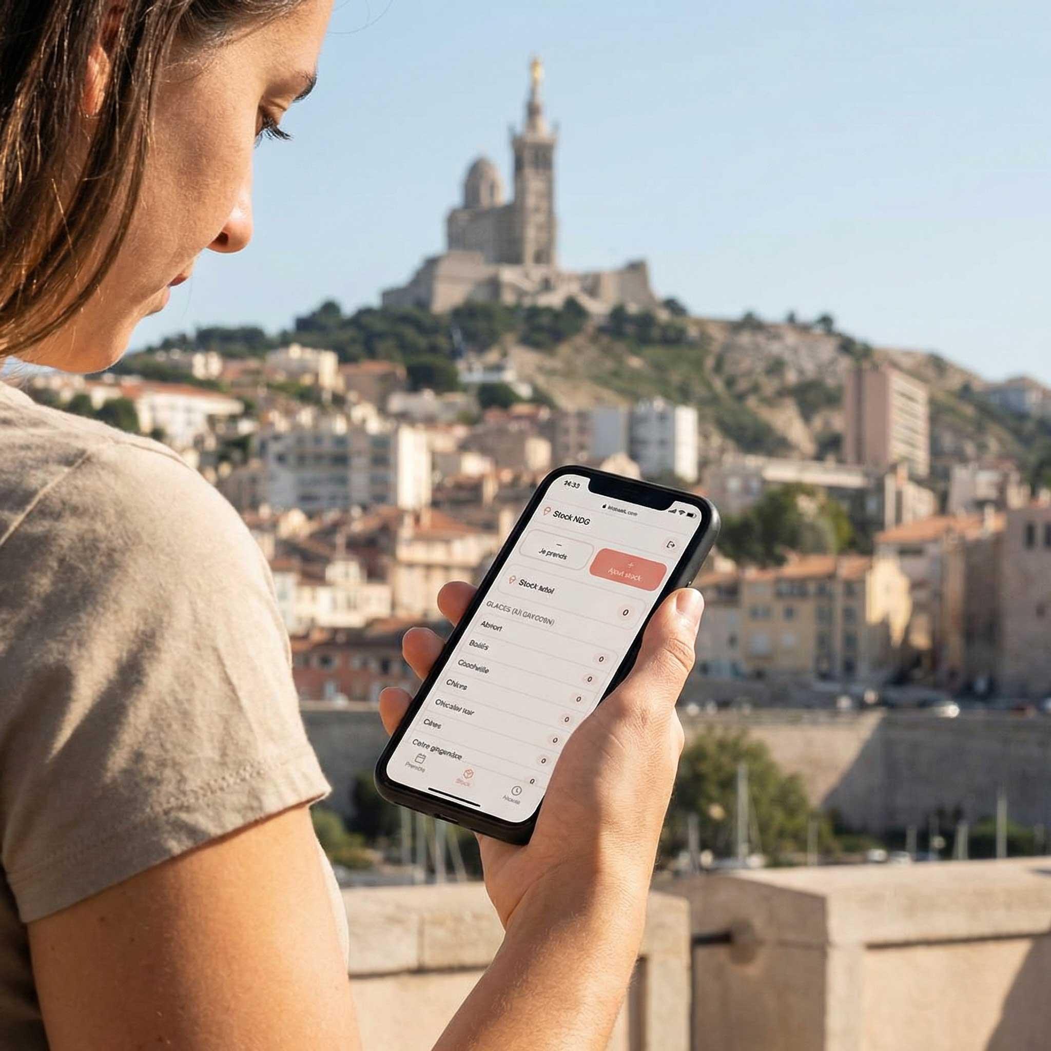 Vue de l'application, fond notre dame de la garde